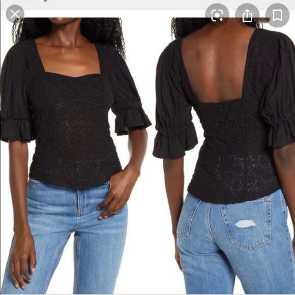 Adorable Free People Black Lace Top - NWT Small - Picture 3 of 6